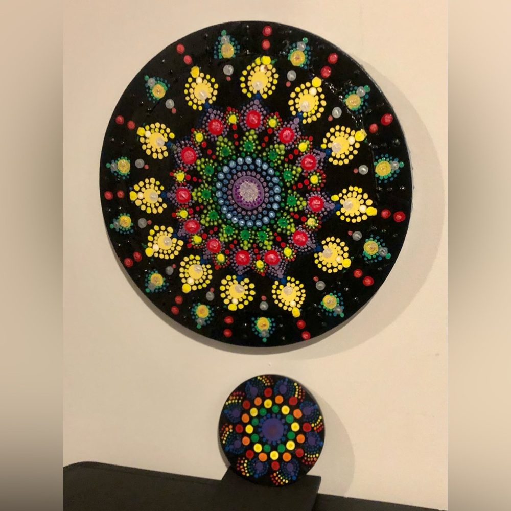 Hand Painted 12 inch Circular Canvas Mendalla Art Painting!